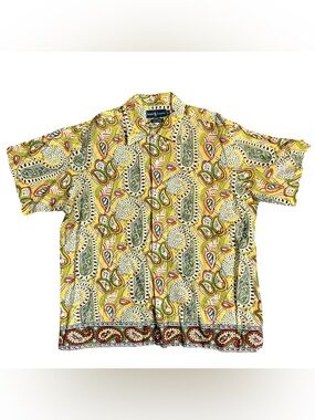 Vintage Ralph Lauren Yellow Paisley Short-Sleeve Button-Up Hawaiian Shirt size L